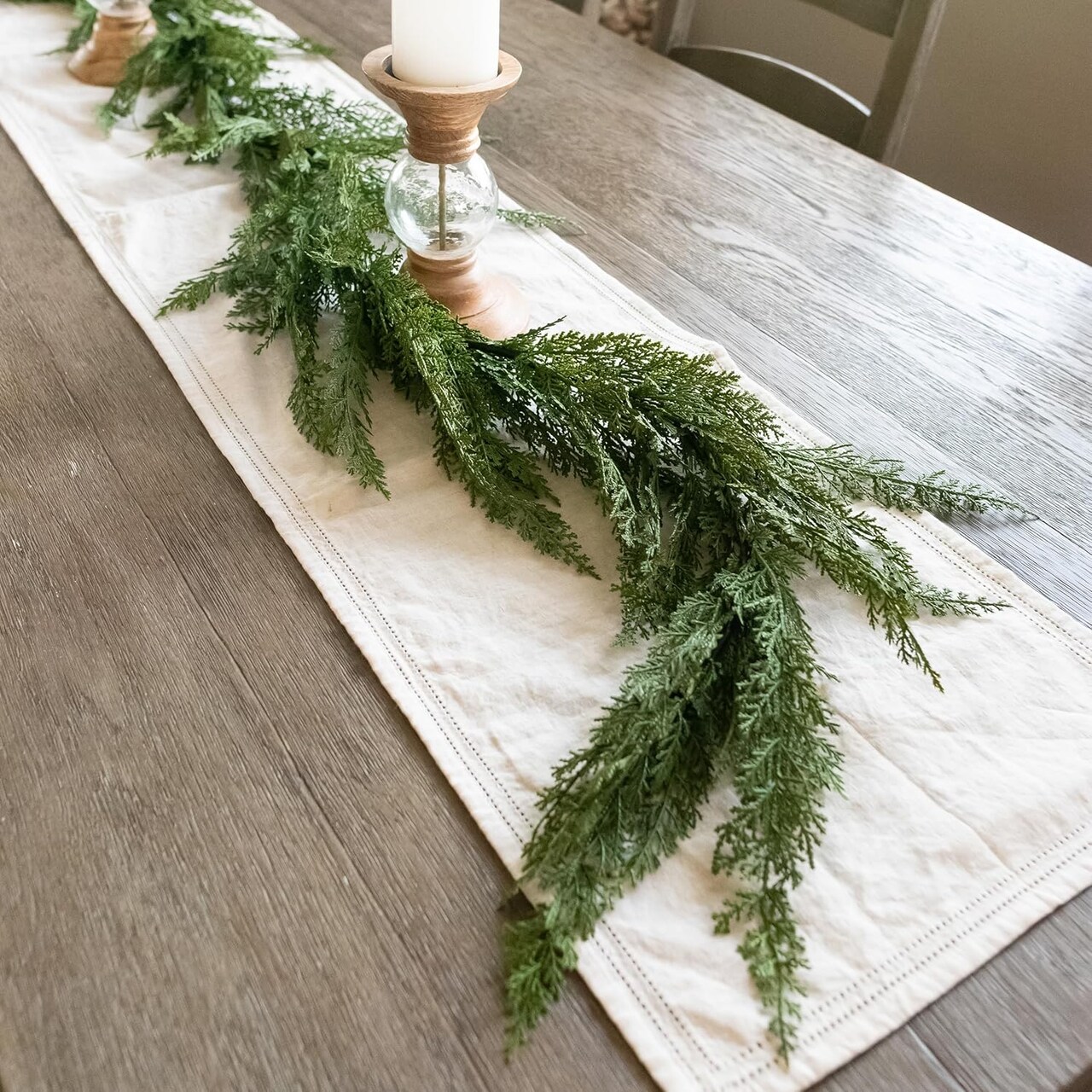 72" Faux Cedar Christmas Garland - Realistic, 6ft Cedar for Mantle & Stairs